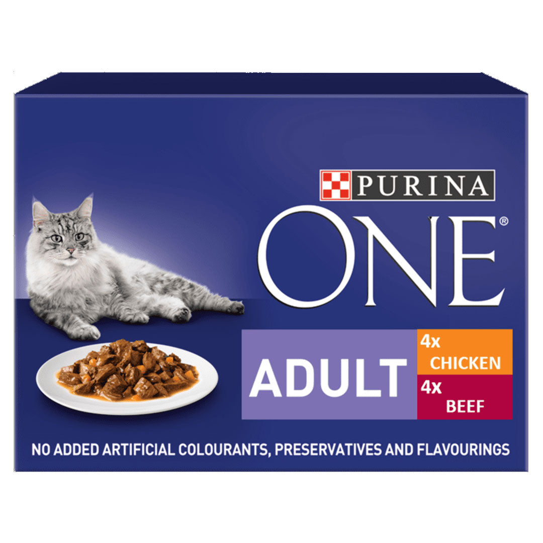 Purina ONE Adult Mini Fillets Chicken and Beef Wet Cat Food 8x85g