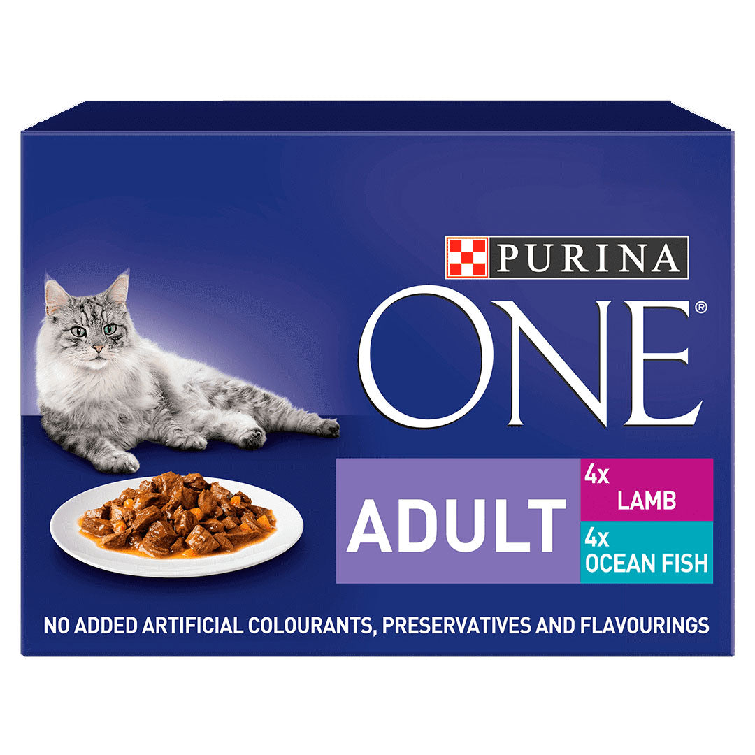 Purina ONE Adult Mini Fillets Ocean Fish and Lamb Wet Cat Food 8x85g