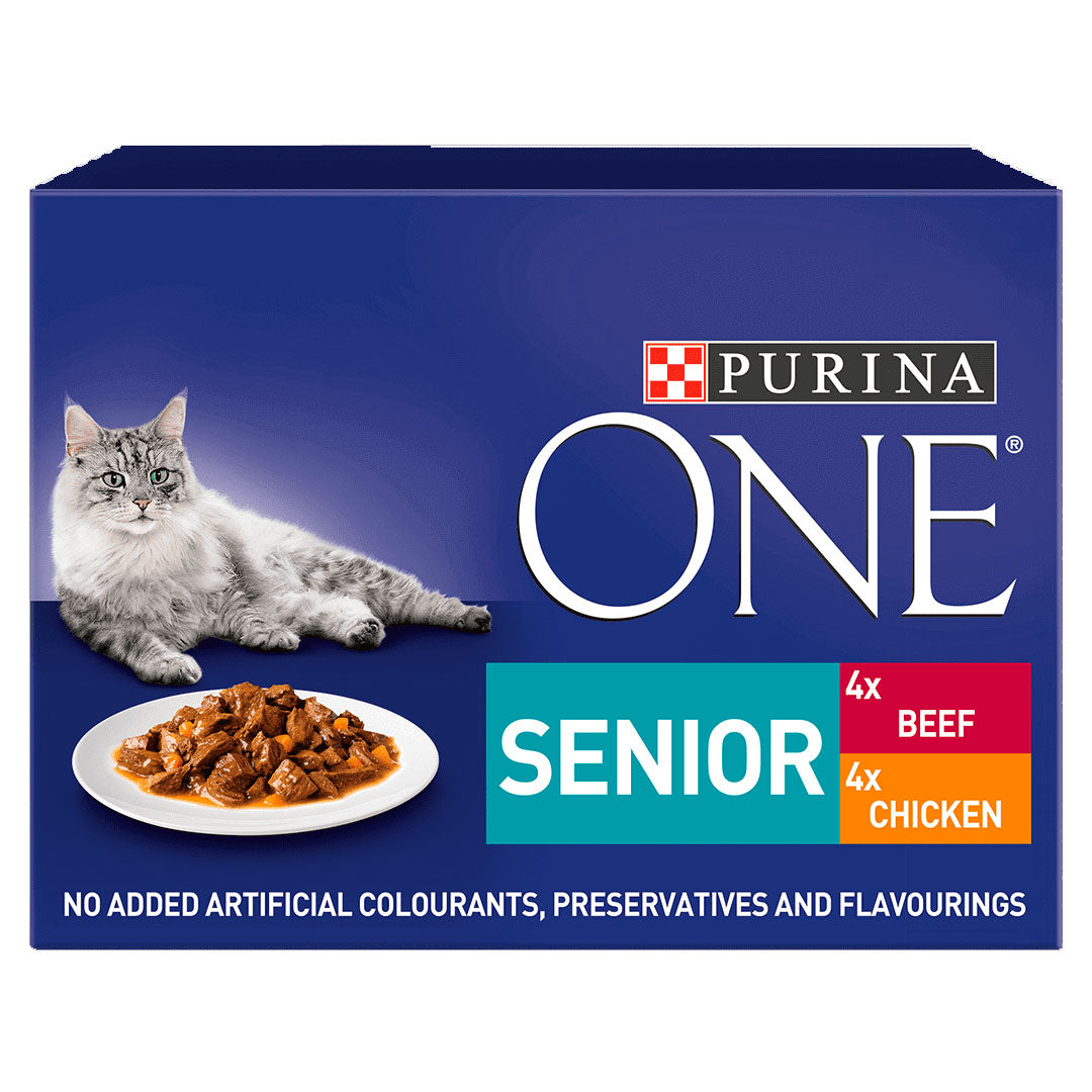 Purina ONE Senior 7+ Mini Fillets Chicken and Beef Wet Cat Food 8x85g