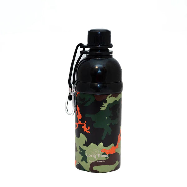 Long Paws Dog Water Bottle  Lick 'n Flow Citrus Army Camo Orange 500ml