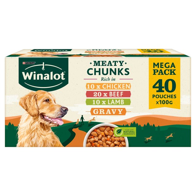 Winalot Meaty Chunks In Gravy Pouches 40x100g