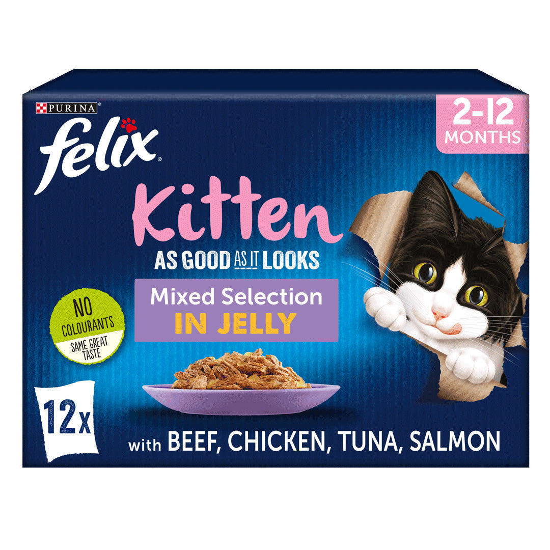 Felix As Good As It Looks Kitten Mixed Selection in Jelly Wet Cat Food 12x100g