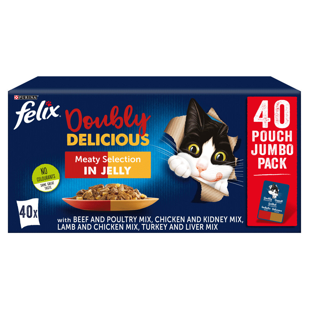 Felix As Good As It Looks Doubly Delicious Meat Selection in Jelly Wet Cat Food 40x100g