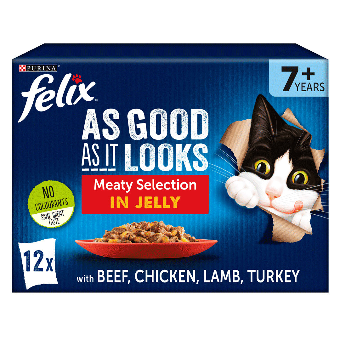 Felix As Good As It Looks Senior Meat Selection in Jelly Wet Cat Food 12x100g