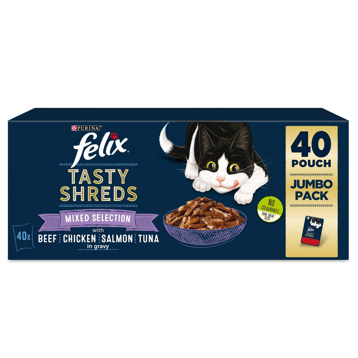 Felix Tasty Shreds Mixed Selection in Gravy Wet Cat Food 40x80g