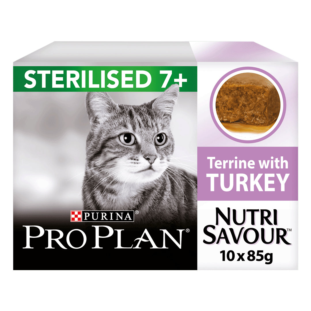 Pro Plan Cat -  Senior 7+ Sterilised Turkey Terrine Wet Cat Food 10x75g