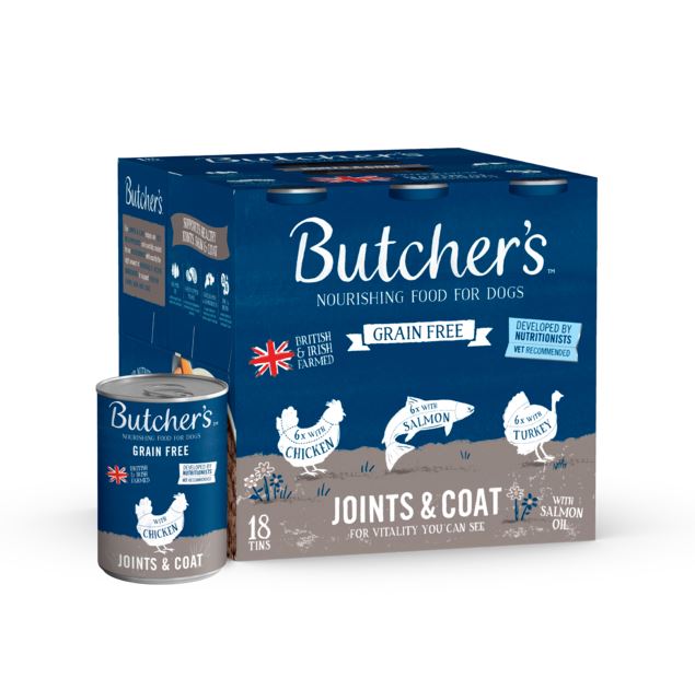 Butchers Tins Grain Free Joints & Coat 18x390g