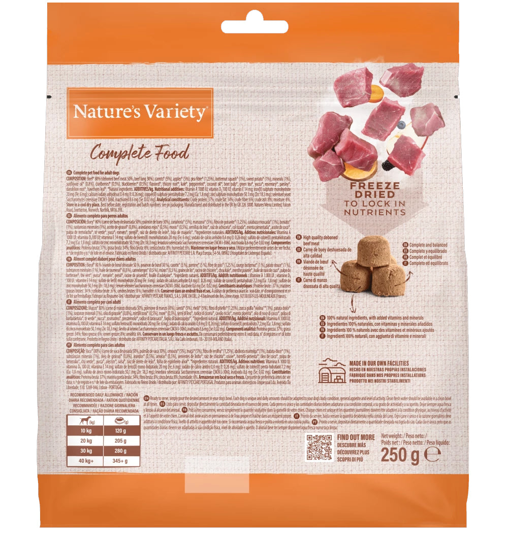 Natures Variety Dog - Complete Freeze Dried Food For Medium/ Maxi Beef 250g