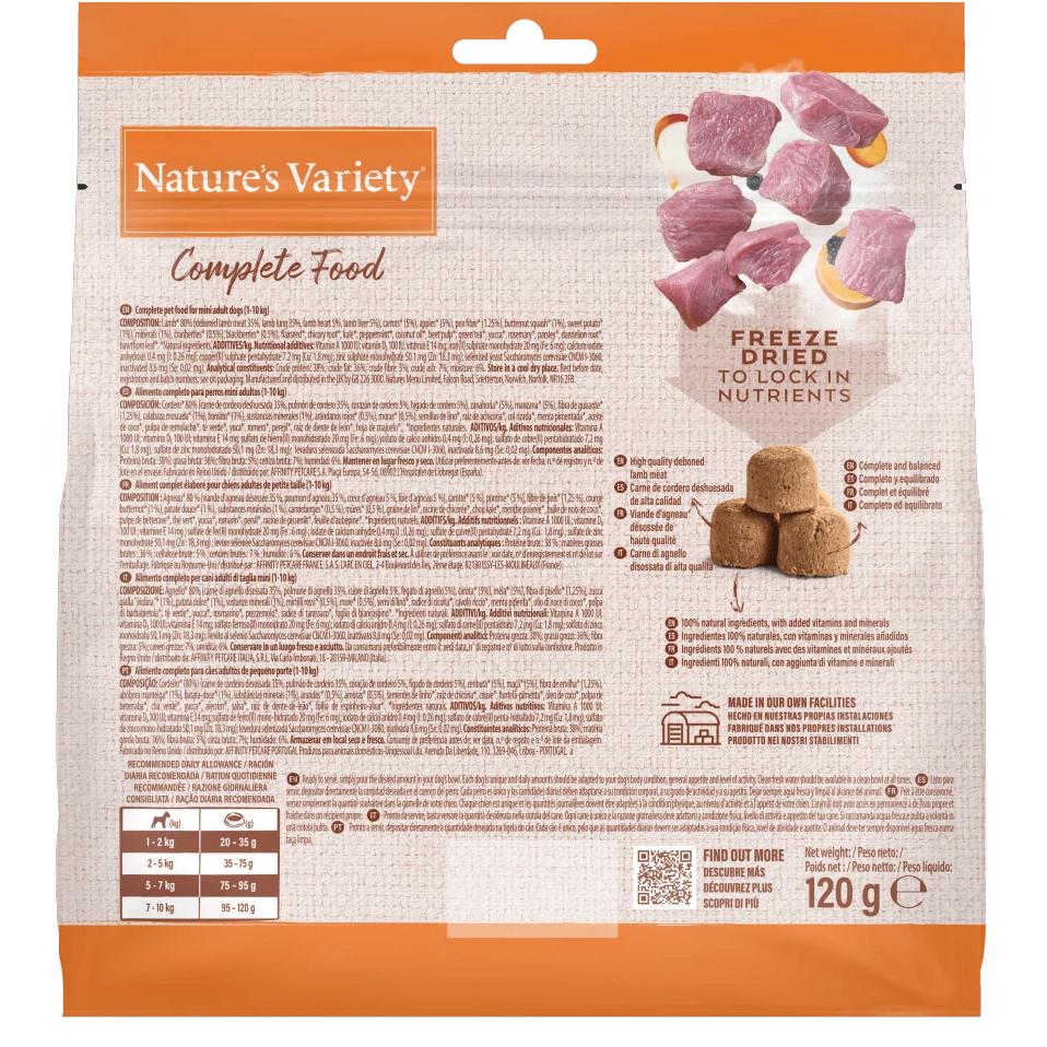 Natures Variety Dog - Complete Freeze Dried Food For Mini Adult Dog Lamb 120g