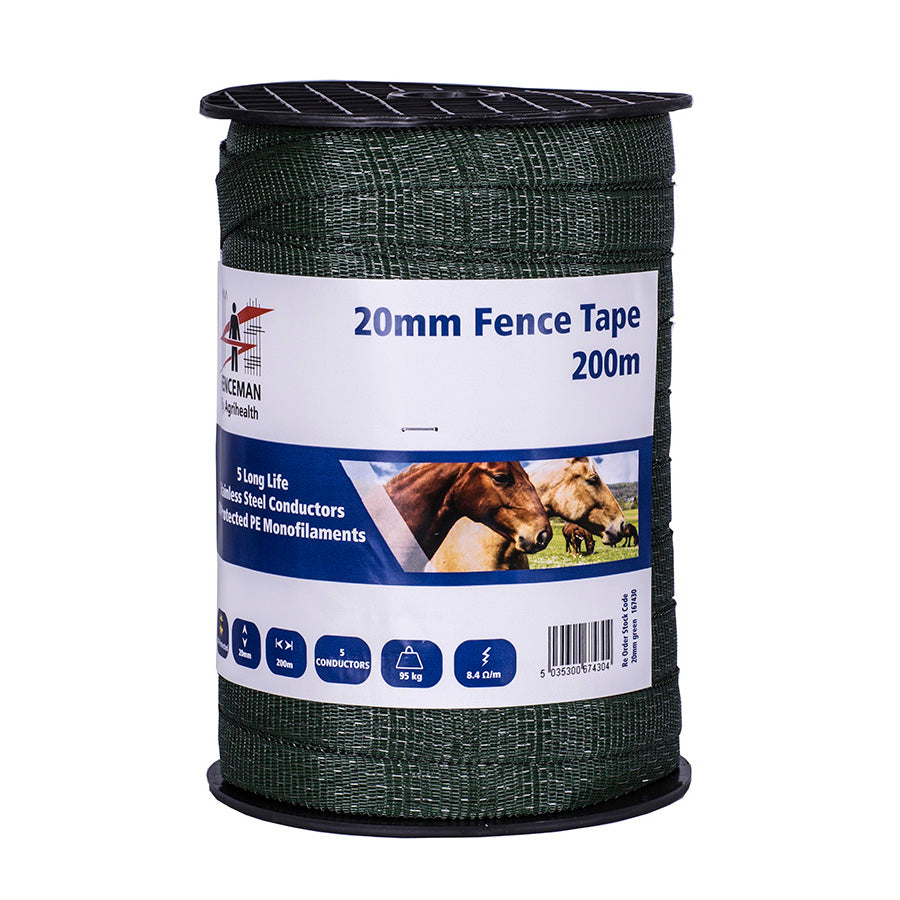 Fenceman Fence Tape Green 20mm 200m