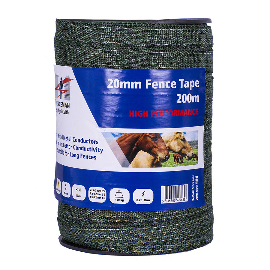 Fenceman Fence Tape High Performance Green 20mm 200m