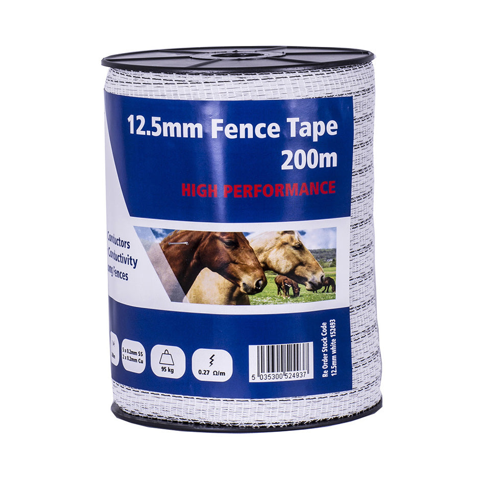 Fenceman Fence Tape High Performance White 12.5mm 200m