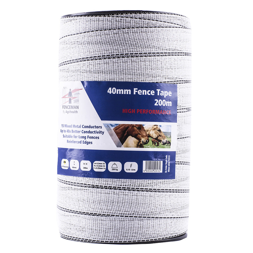 Fenceman Fence Tape High Performance White 40mm 200m