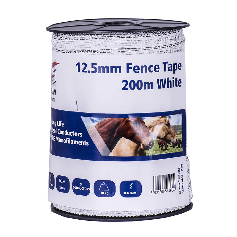 Fenceman Fence Tape White 12.5mm 200m