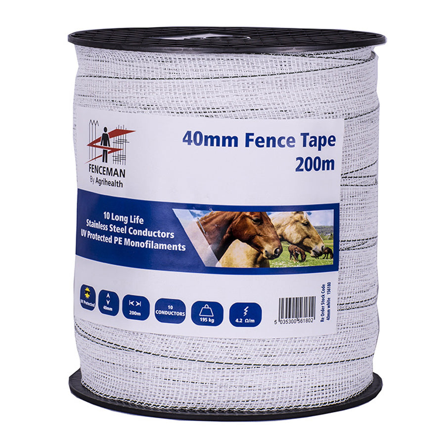 Fenceman Fence Tape White 40mmx200m