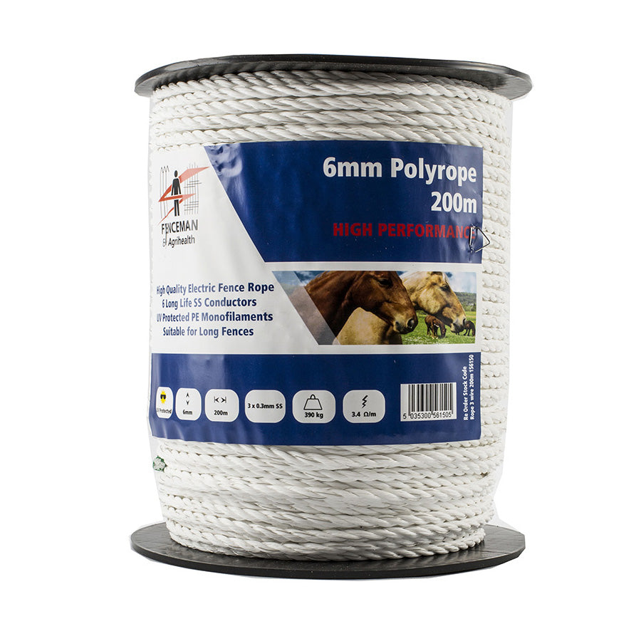 Fenceman Polyrope High Performance White 6mm 200m