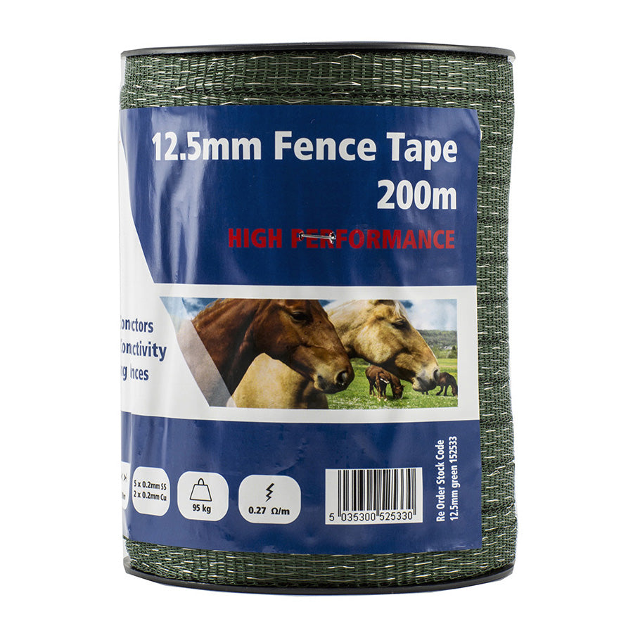 Fenceman Fence Tape High Performance Green 12.5mm 200m