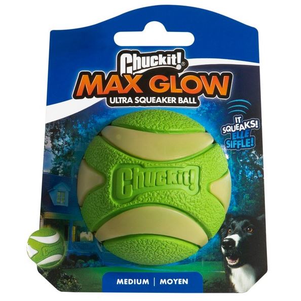 Chuckit Max Glow Ultra Squeaker 1Pk Medium 6.3cm