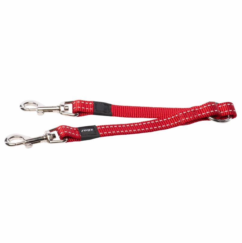 Rogz Utility Double Split Lead Small Red