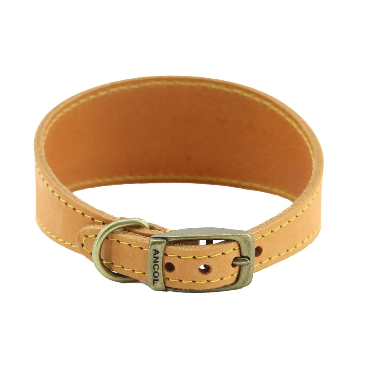 Ancol Timberwolf Whippet Leather Collar Mustard 30-34cm Size 2