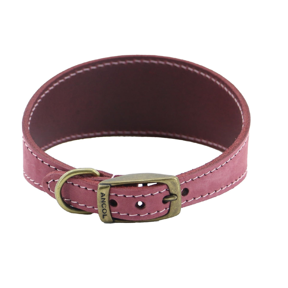 Ancol Timberwolf Whippet Leather Collar Raspberry 30-34cm Size 2