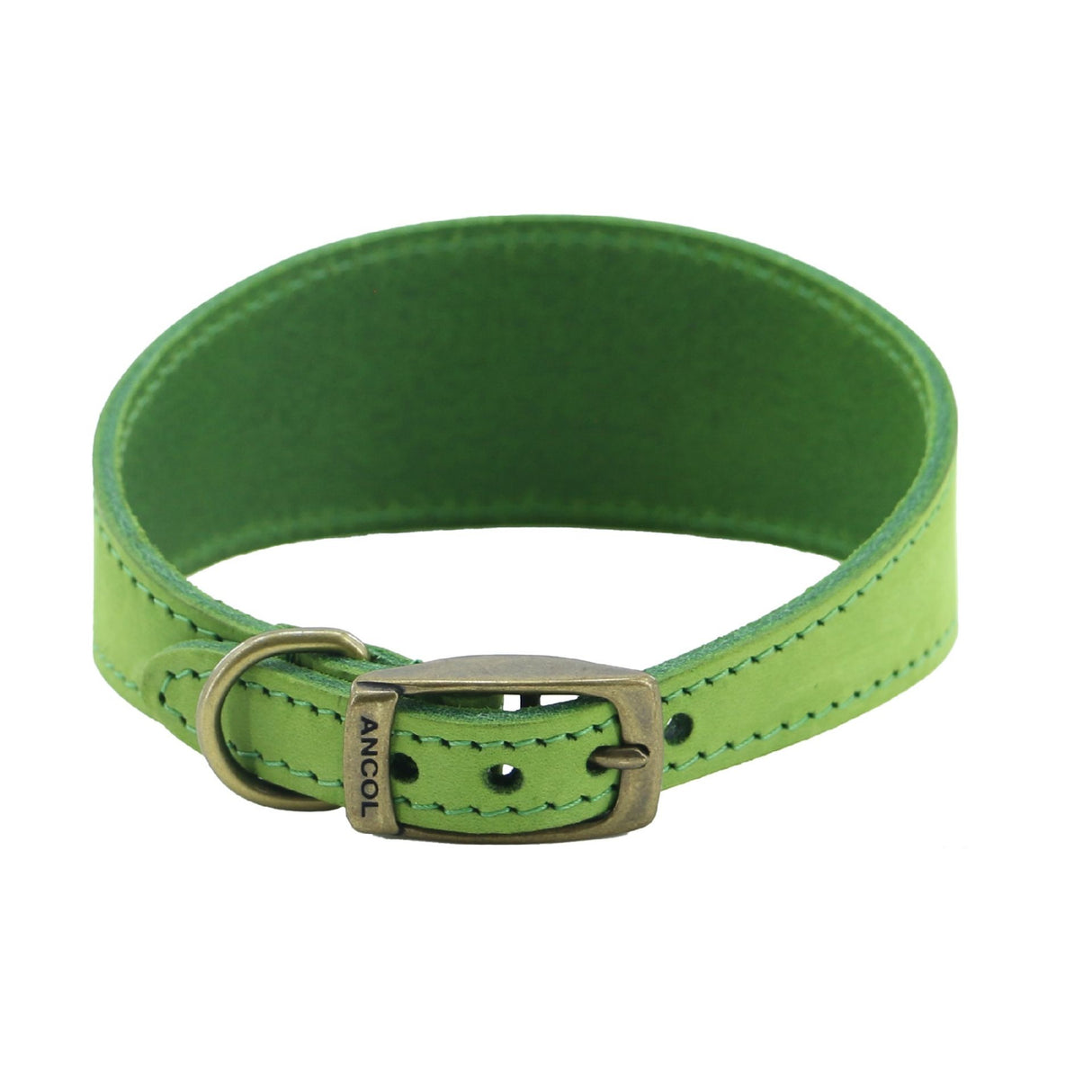 Ancol Timberwolf Whippet Leather Collar Green 30-34cm Size 2