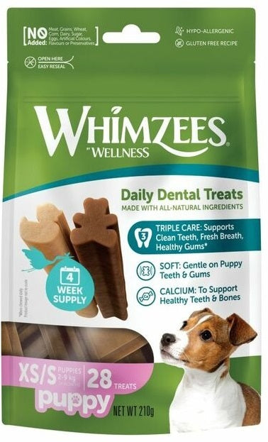 Whimzees Puppy Natural Daily Dental Treats XS/S 28 Pack