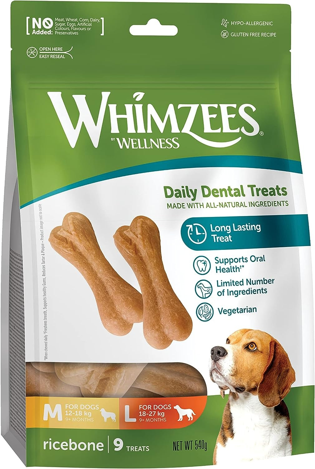 Whimzees Daily Dental Treats Rice Bone 9 Pack