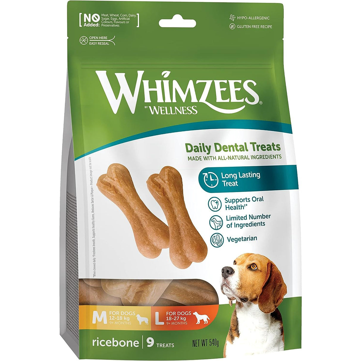 Whimzees Daily Dental Treats Rice Bone 9 Pack