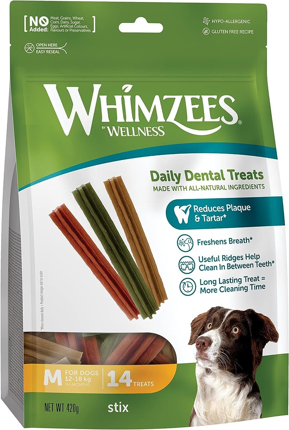 Whimzees Daily Dental Stix for Medium Dogs 14 Pack