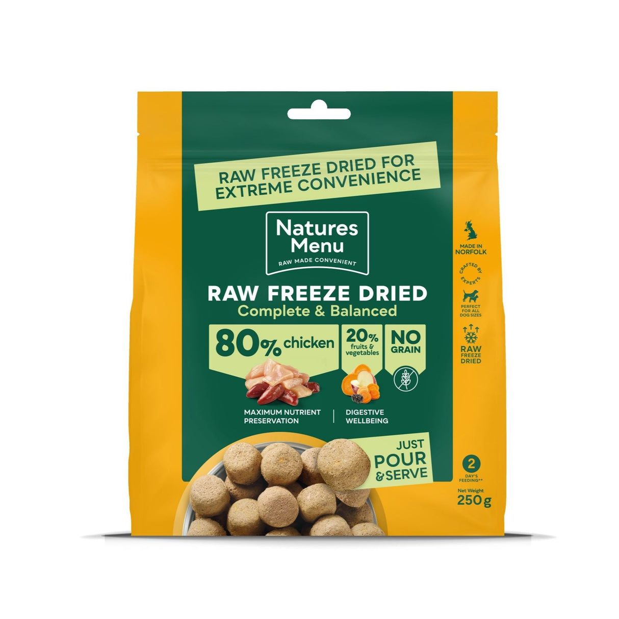 Natures Menu Dog - Complete & Balanced 80/20 Freeze Dried Chicken 250g