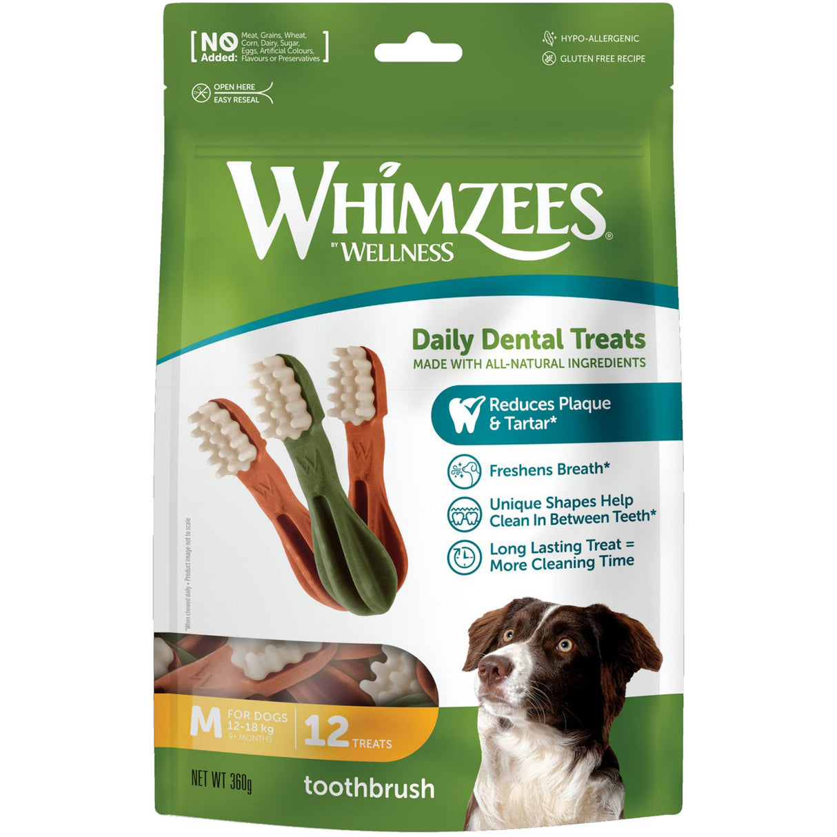 Whimzees Daily Dental Toothbrush for Medium Dogs 12 Pack