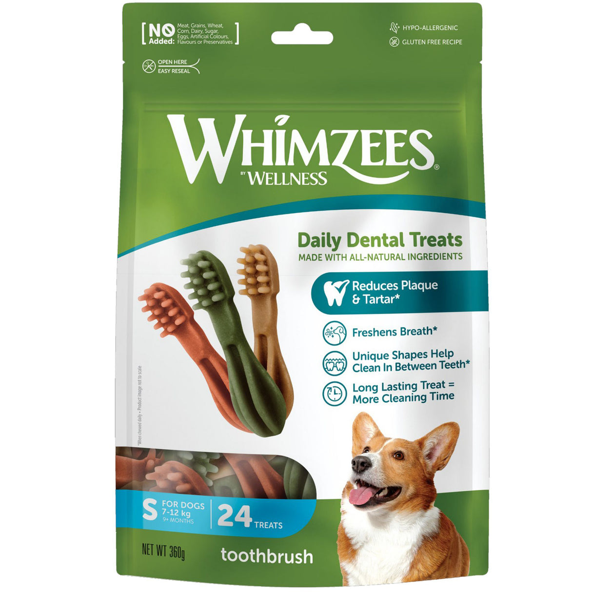 Whimzees Daily Dental Toothbrush for Small Dogs 24pk