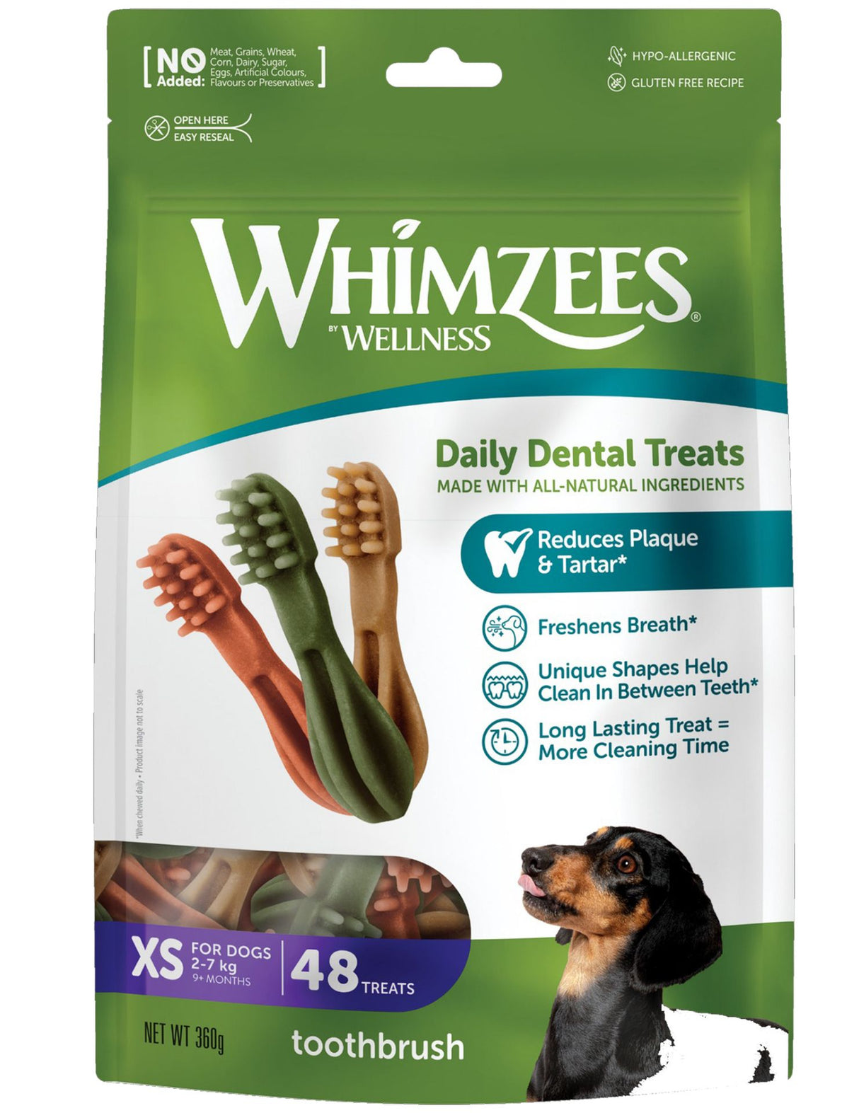 Whimzees Daily Dental Toothbrush for Extra Small Dogs 48pk