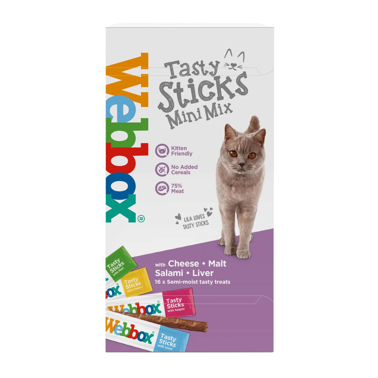 Webbox Cats Tasty Sticks Mini Mix Salami Cheese Liver Malt 32g