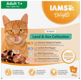 Iams Delights Wet Adult Cat Food Land & Sea In Gravy 8x85g