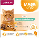 Iams Delights Wet Senior Cat 7+ Food Land & Sea Collection In Gravy 8x85g