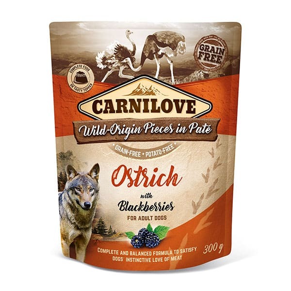 Carnilove Dog - Adult Pouch Ostrich With Blackberries In Pate 300g