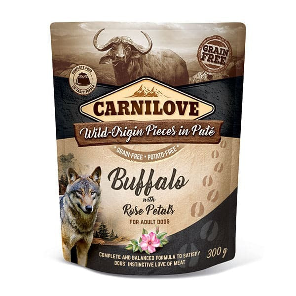 Carnilove Dog -  Adult Pouch Buffalo With Rose Petals In Pate 300g