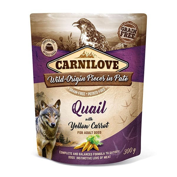 Carnilove Dog - Adult Pouch Quail With Yellow Carrot In Pate 300g