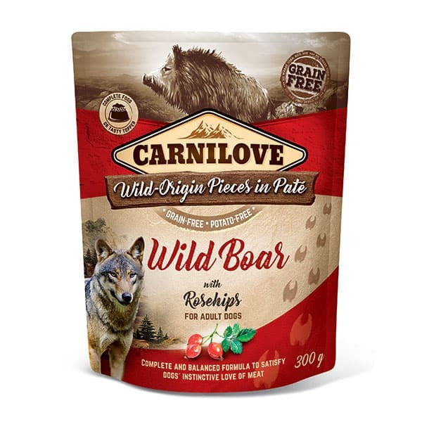 Carnilove Dog - Adult Pouch Wild Boar With Rosehips In Pate 300g