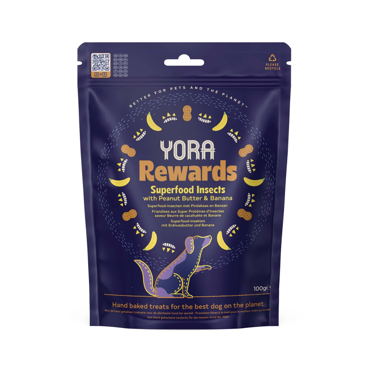 Yora Dog - Rewards Dog Treats Superfood Insects With Peanut & Banana 100g