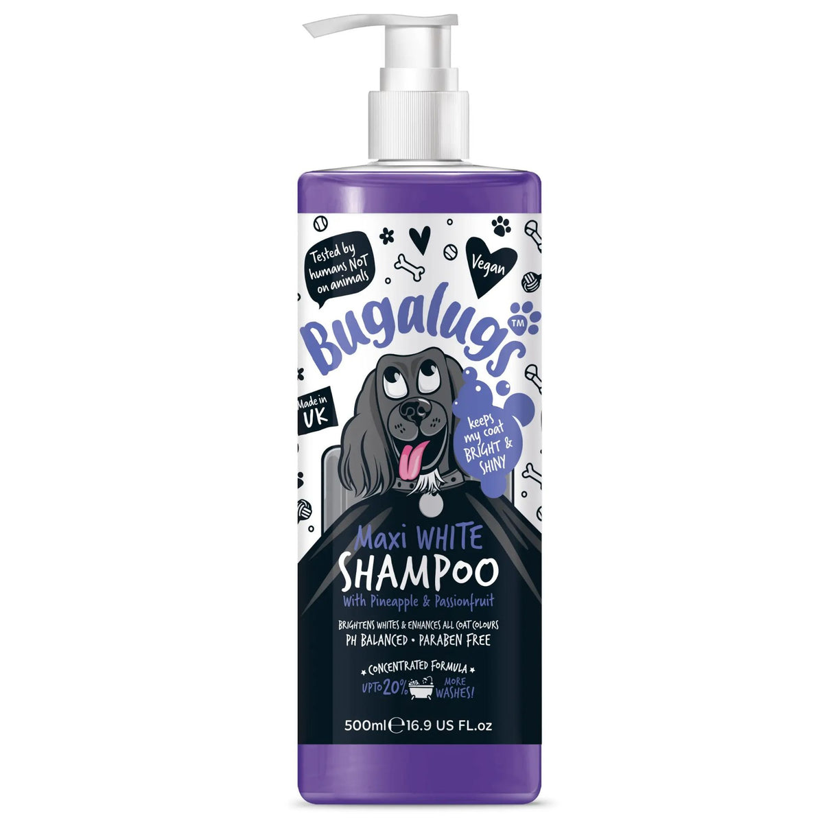 Bugalugs Maxi White Whitening Dog Shampoo with Pineapple & Passionfruit 500ml