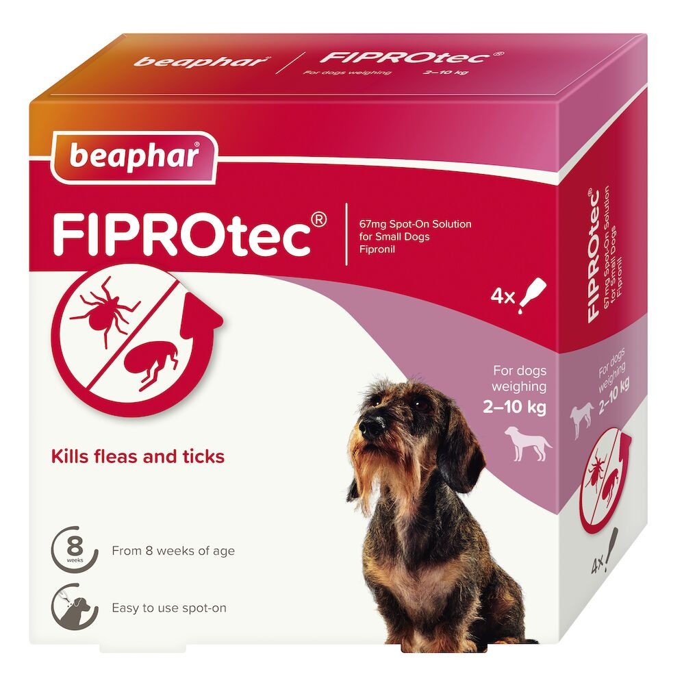 Beaphar FIPROtec Flea & Tick Spot-On for Dogs (2-10kg) 4xPipettes