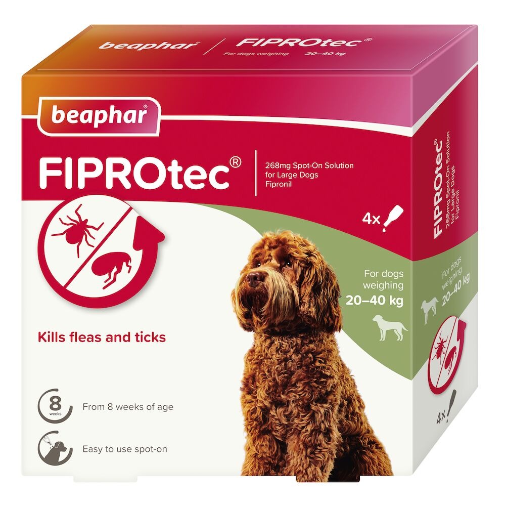 Beaphar FIPROtec Flea & Tick Spot-on For Dogs (20-40kg) 4xPipettes