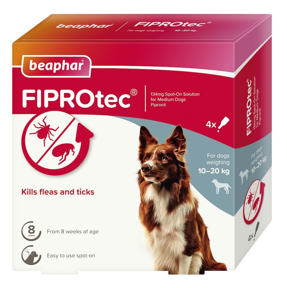 Beaphar FIPROtec Flea & Tick Spot-on For Dogs (10-20kg) 4xPipettes