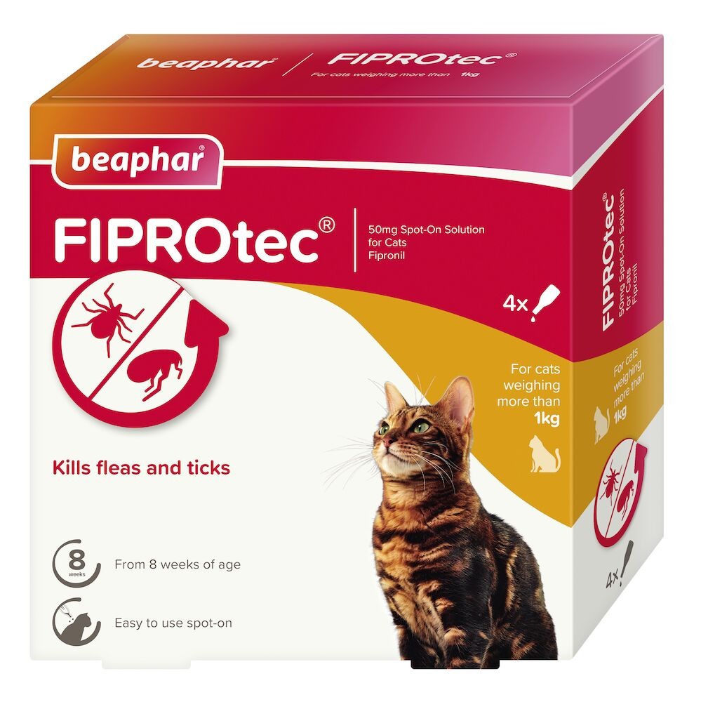 Beaphar FIPROtec Flea & Tick Spot-On for Cats 4xPipettes