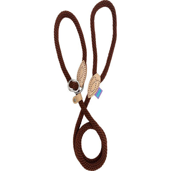 Hem & Boo Soft Touch Thin Rope Slip Lead Brown 60" (150cm)