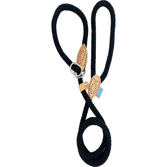 Hem & Boo Soft Touch Thin Rope Slip Lead Black 60" (150cm)