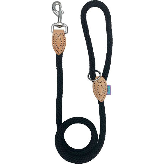 Hem & Boo Thin Softtouch 8mm Trigger Rope Lead Black 48" (120cm)